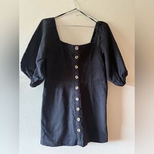 Billabong Black Mini Dress Junior size 10 (Large) puff sleeves